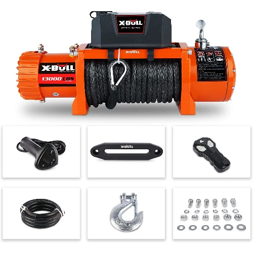 <strong>4. X-BULL Synthetic Rope Winch-13000 lb. Load Capacity</strong>